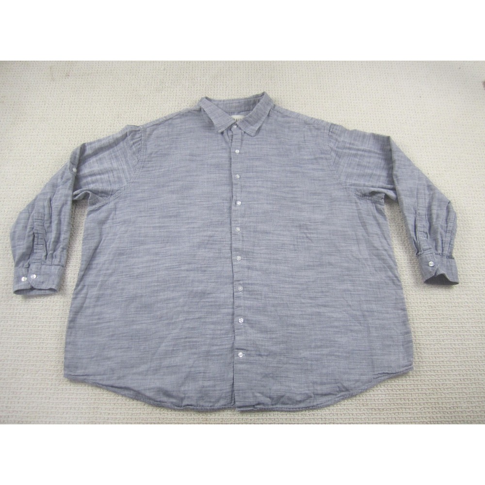 True Nation Shirt‎ Mens 4XLT Gray Button Down Long Sleeve Big & Tall Cotton Slub